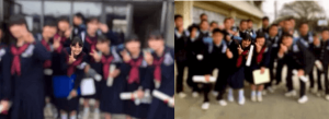 大友花恋が中学校の卒業式後に友達と撮った画像